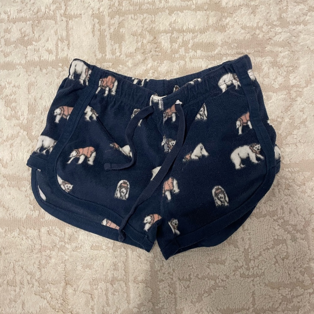 Navy Blue Women's Shorts with Bear Print